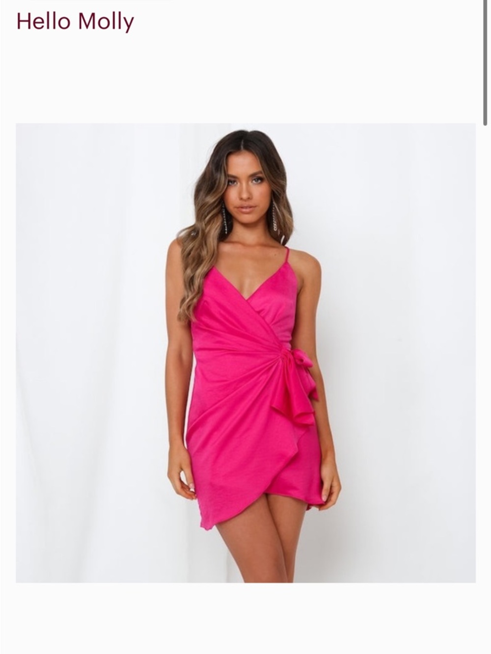 Hello Molly Fuchsia Wrap Tie Mini Dress